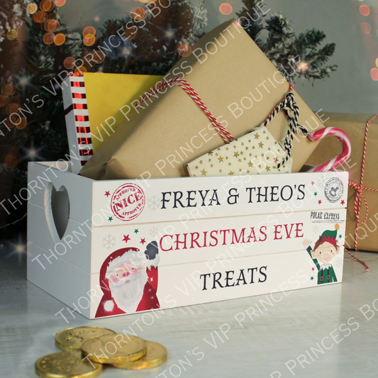 Personalised Christmas White Wooden Crate