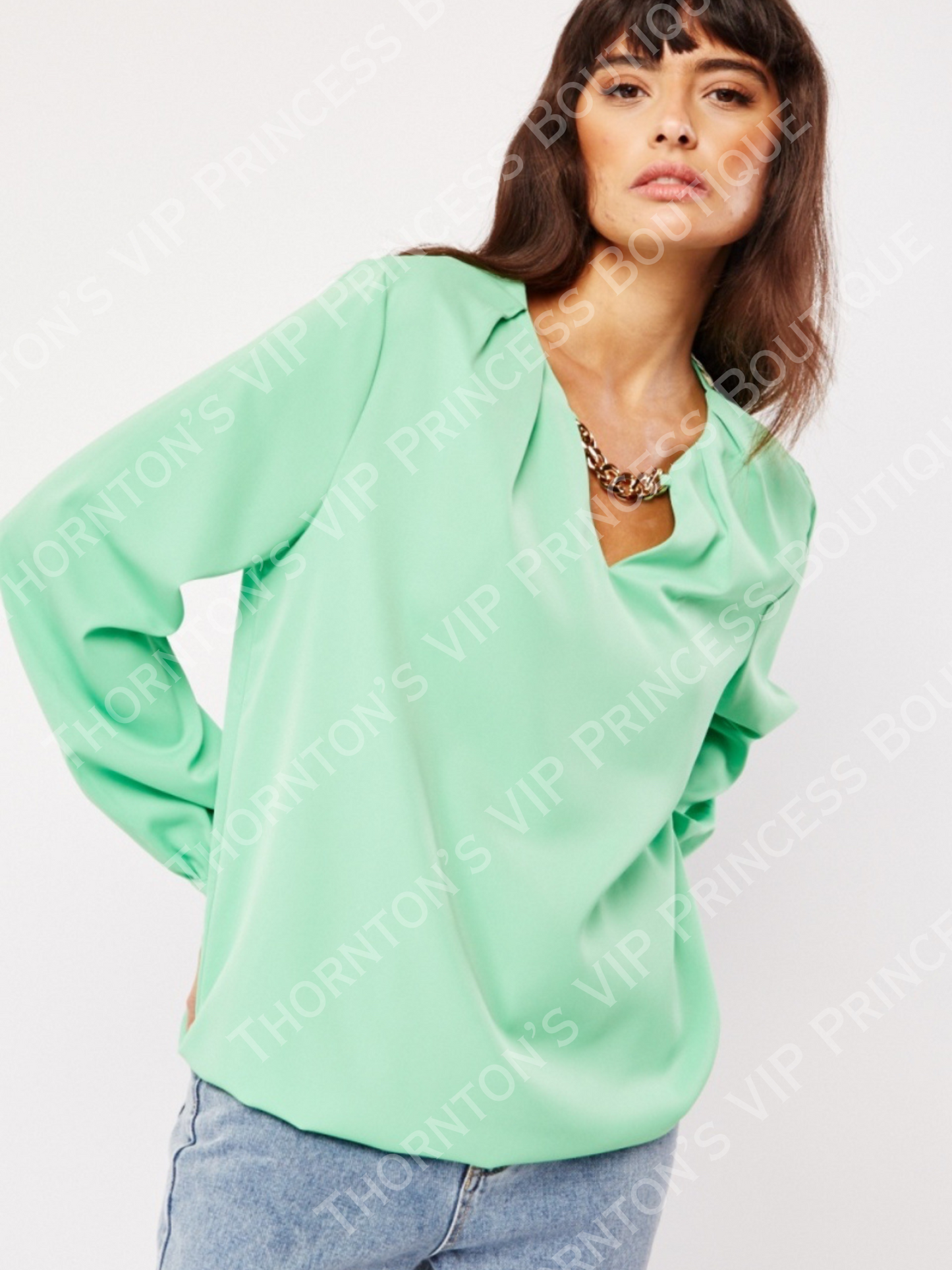 Decorative Chain Long Sleeve Blouse