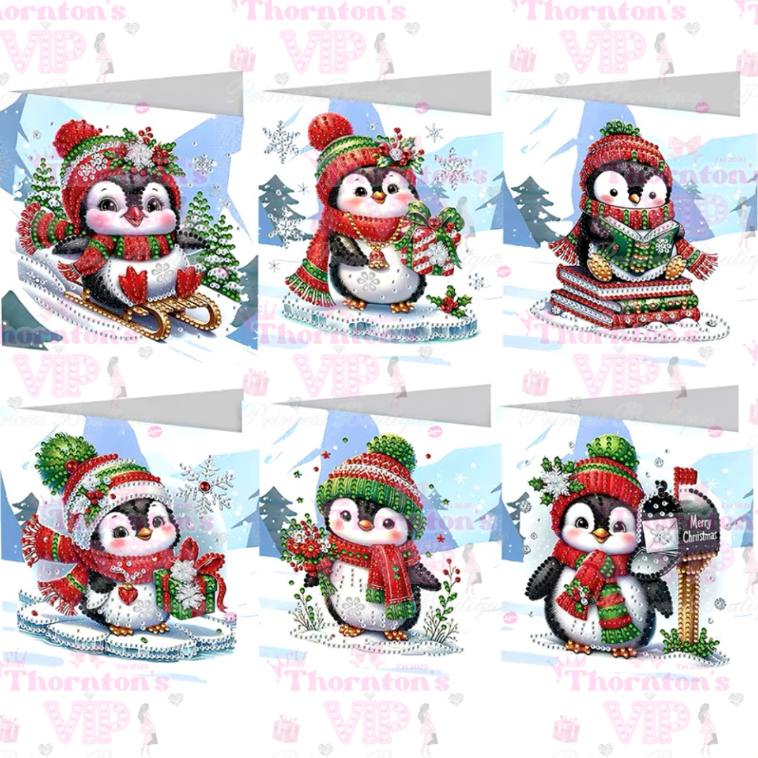 DIY Diamond Art Christmas Penguin Cards Set Of 6