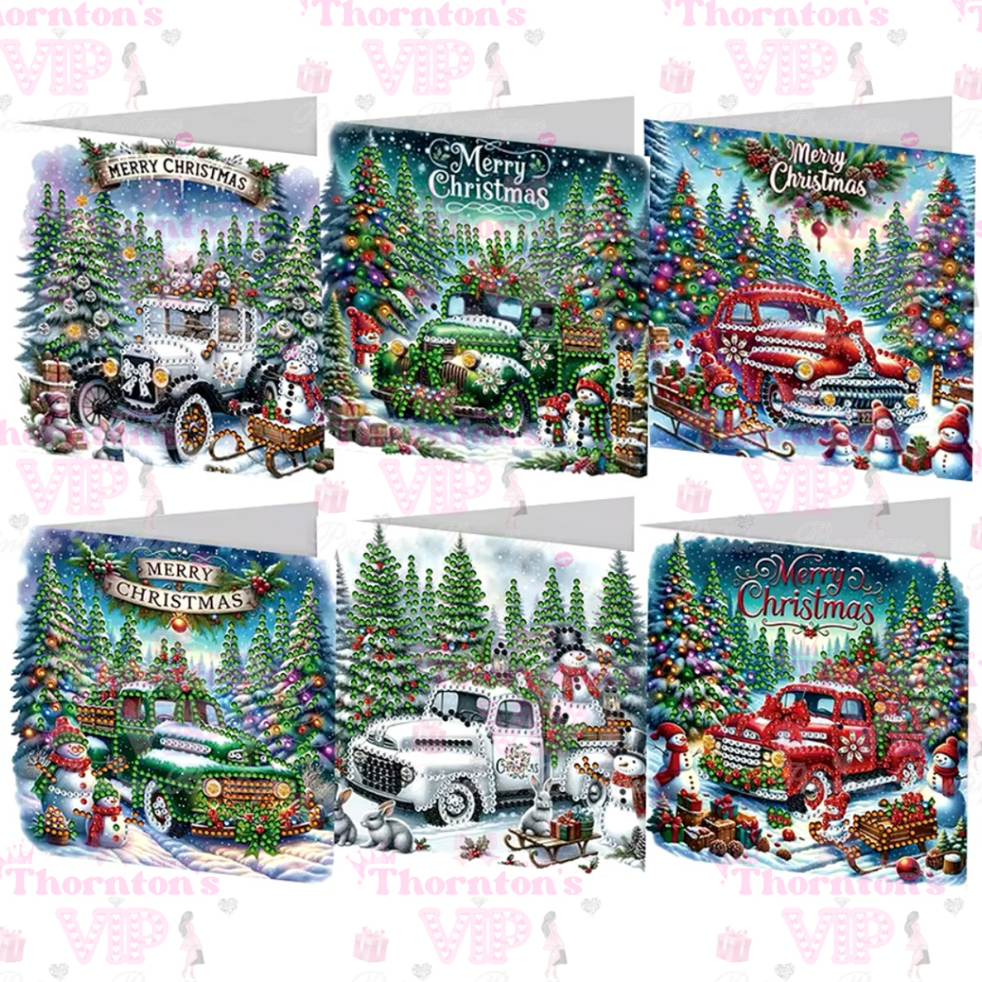 DIY Diamond Art Christmas Cars Cards Set Of 6