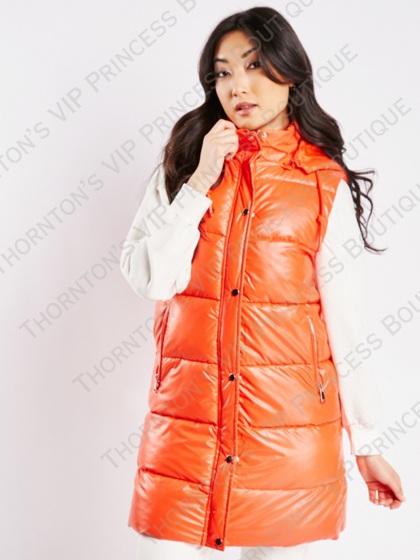 Vinyl Hooded Puffer Gilet