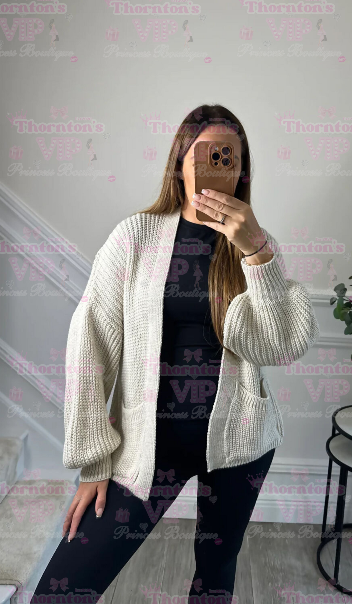 Short Balloon Sleeve Cardigan