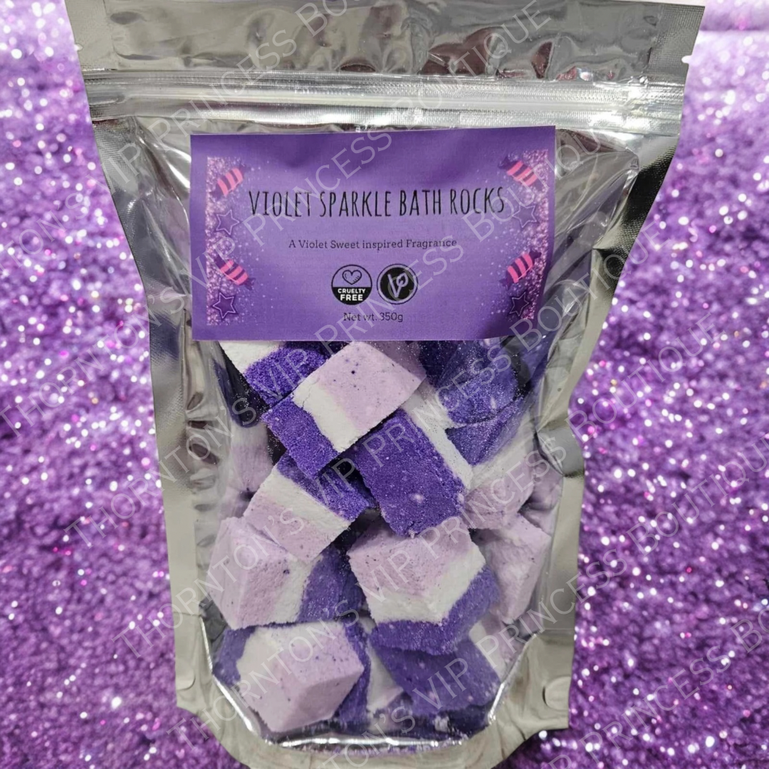 Violet Sparkle Bath Rocks Bag