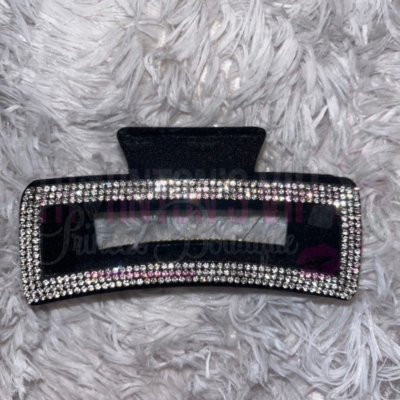 Gorgeous Black Velvet Diamanté Hair Claw Clip