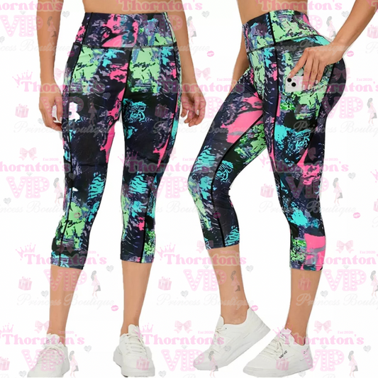 Ladies Patterned 3/4 Length Leggings - Various Styles