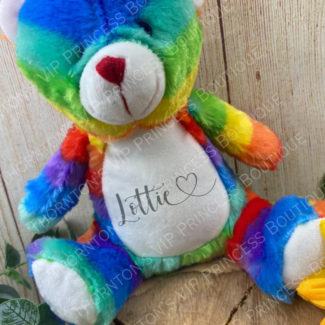 Personalised Rainbow Plush Bear