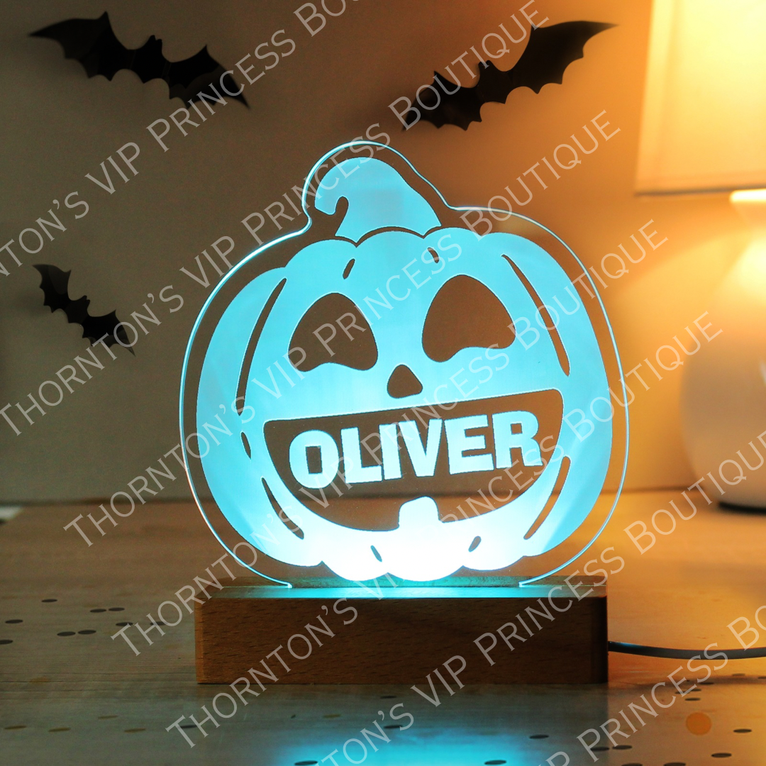 Personalised Pumpkin Wooden LED Light