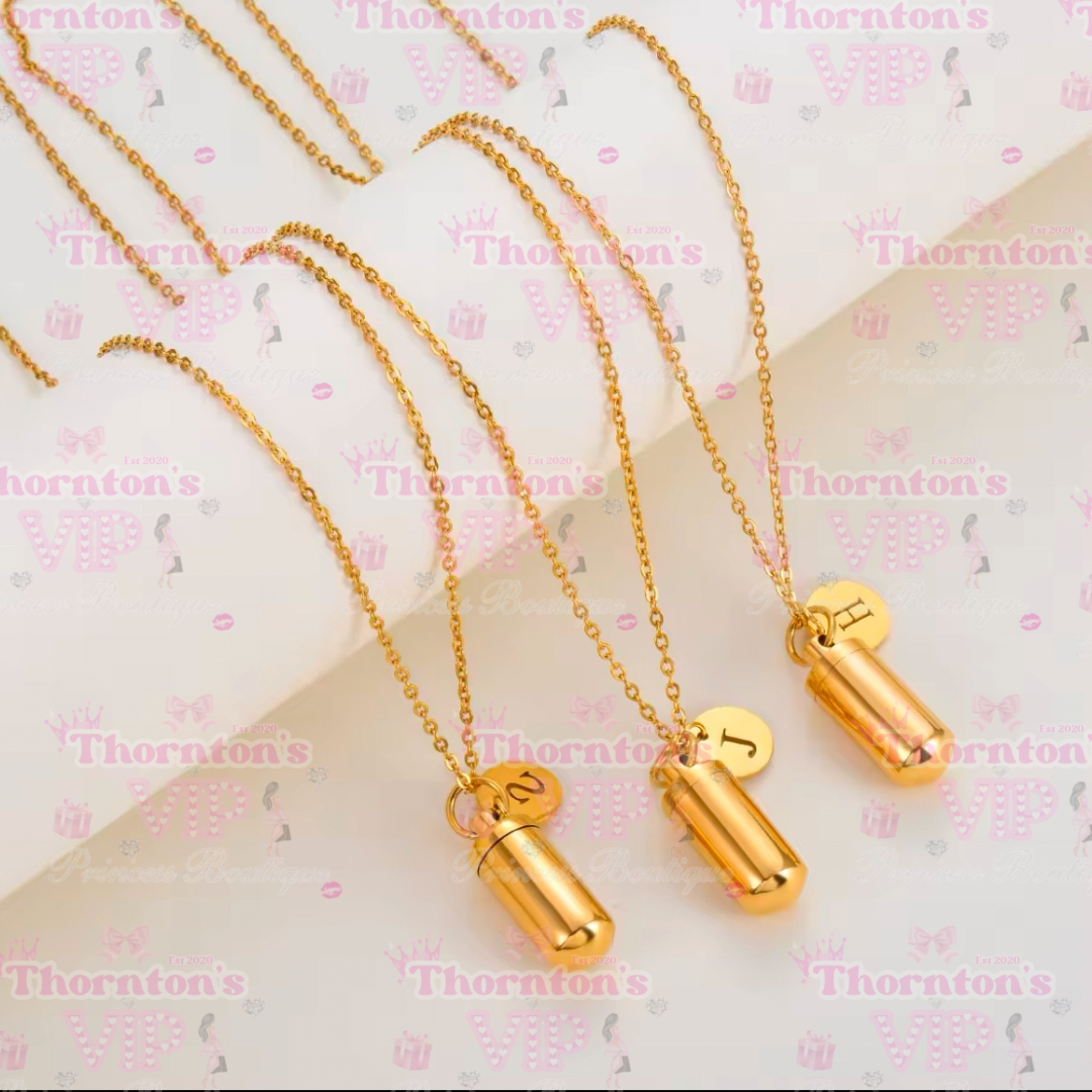 Initial Memory Cylinder Ashes Necklace