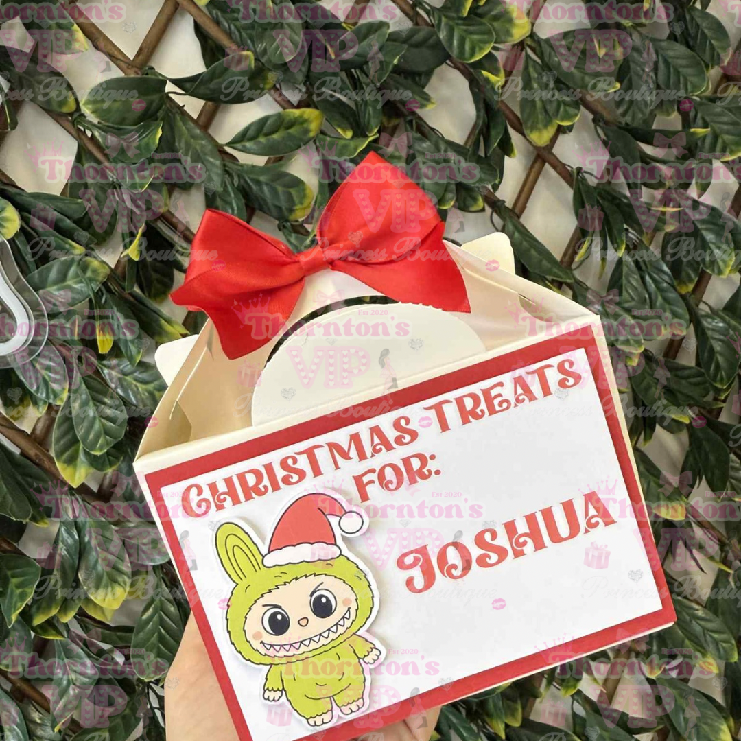 Personalised Christmas Treat Boxes with Bow – Flat Packed Gift Boxes in Multiple Designs