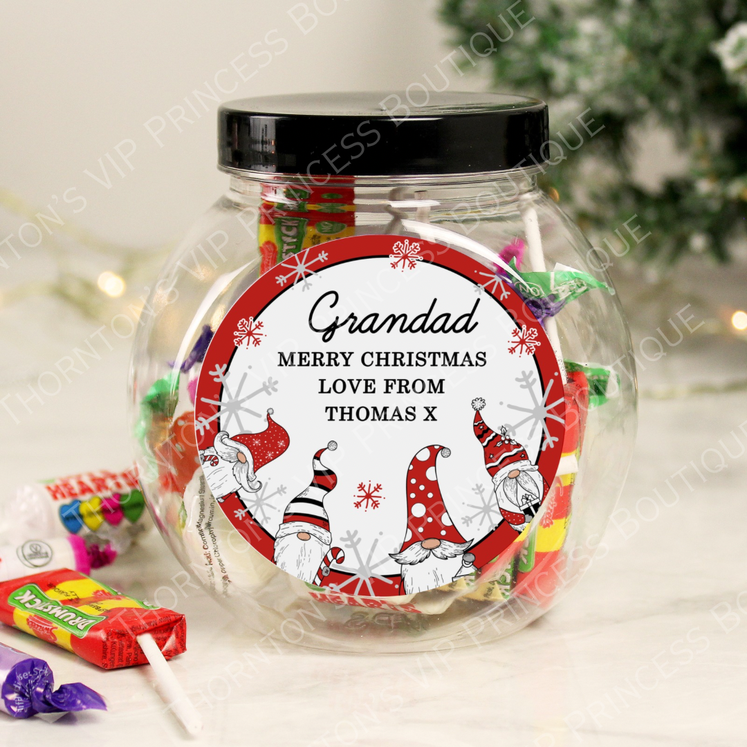 Personalised Gonk Christmas Sweet Jar