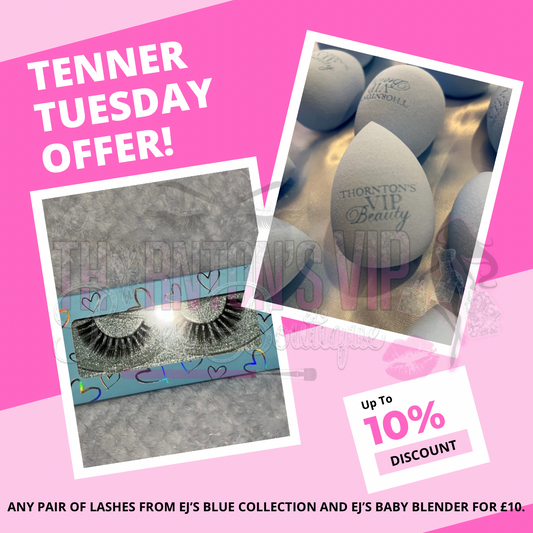 TENNER TUESDAY OFFER - Pair Of Lashes And EJ’s Baby Blender From EJ’s Blue Collection (RRP £12.00)