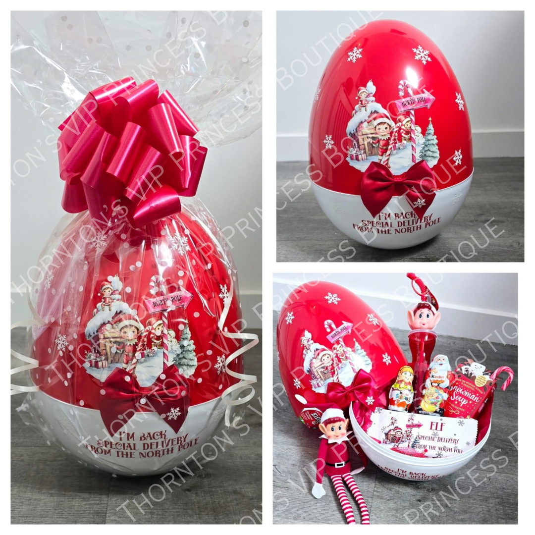 Elf Is Back Filled Christmas Gift XL Egg Hamper