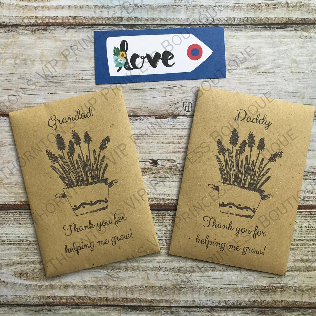 Daddy Thank You For Helping Me Grow! - Mini Kraft Envelope with Sunflower Seeds