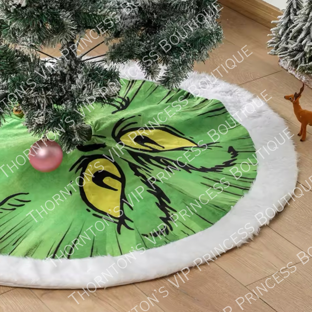 LED Eyes Grinch Christmas Tree Skirt