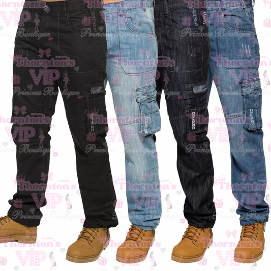 Men’s Cargo Denim Trousers – Utility Style Jeans with Pockets | 5 Colours | TVPB’s Prince Collection