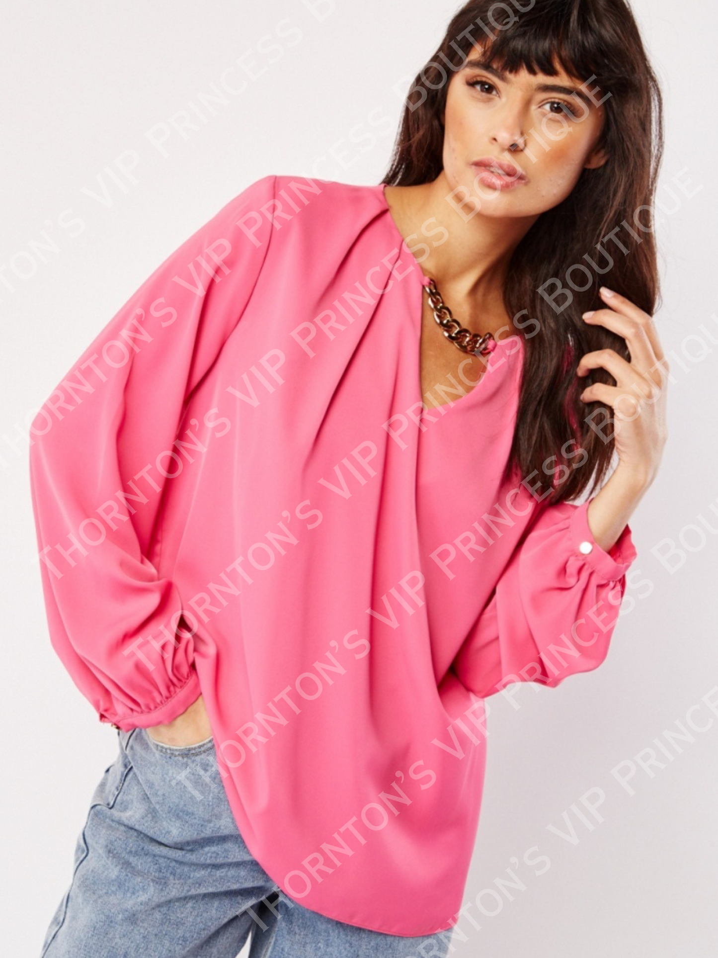 Decorative Chain Long Sleeve Blouse