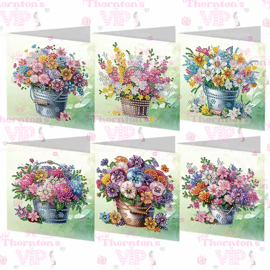 DIY Diamond Art Flower Bouquet Cards Set Of 6