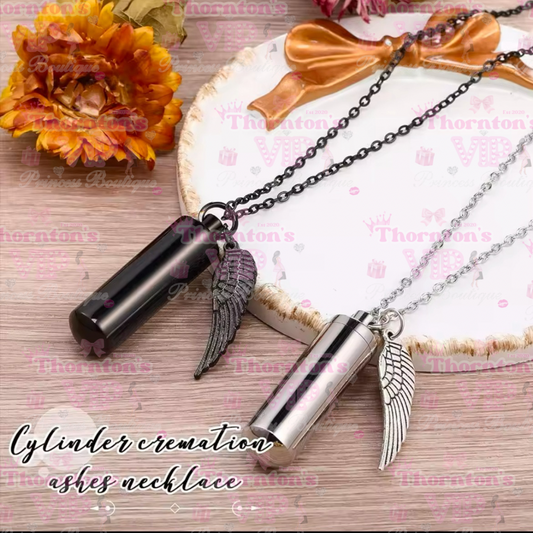 Heavenly Wing Cylinder Memorial Necklace