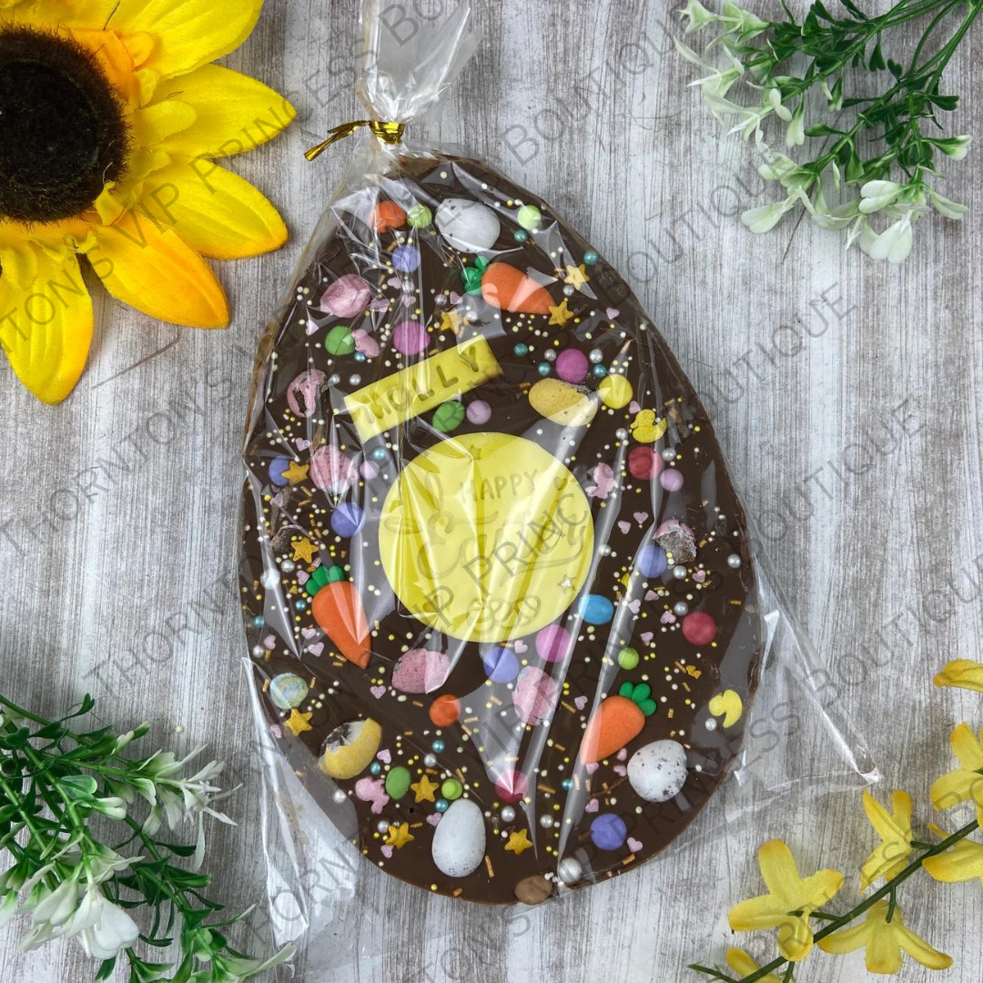 Personalised Belgian Chocolate Flat Easter Egg