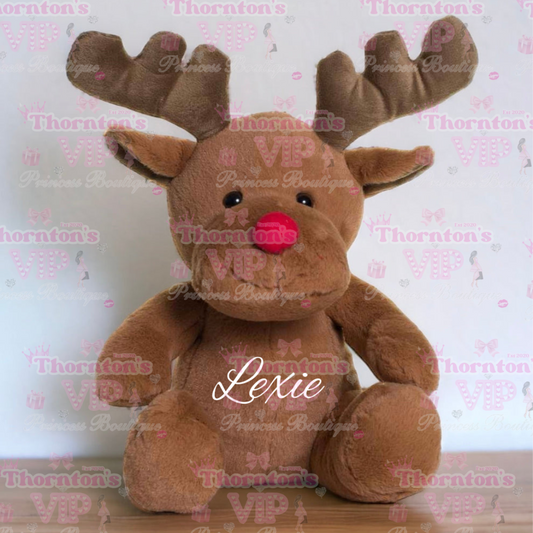 Personalised Christmas Brown Reindeer Plushie