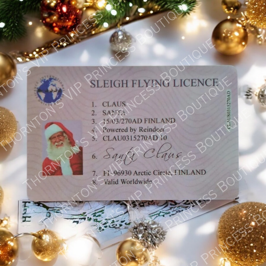 Santa Sleigh Flying License Card