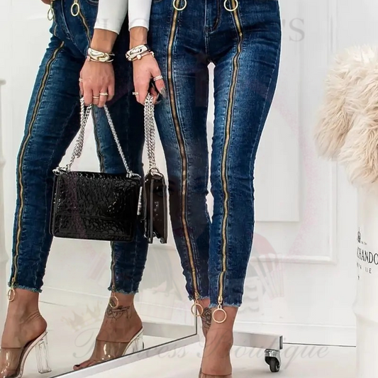 Dual-Zip High-Waisted Statement Jeans