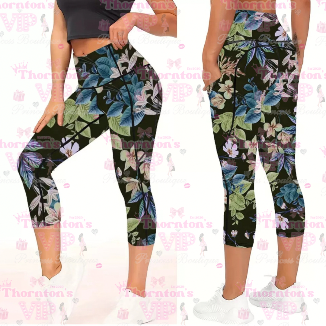 Ladies Patterned 3/4 Length Leggings - Various Styles