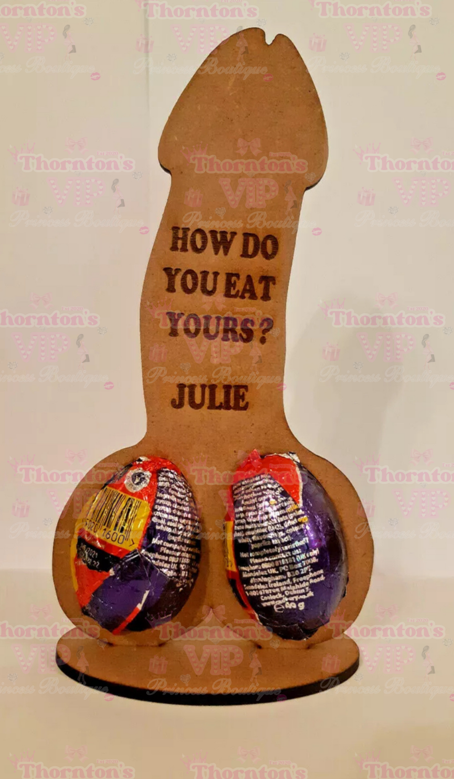 Personalised Rude Novelty Easter Egg Holder With Chocolate Eggs