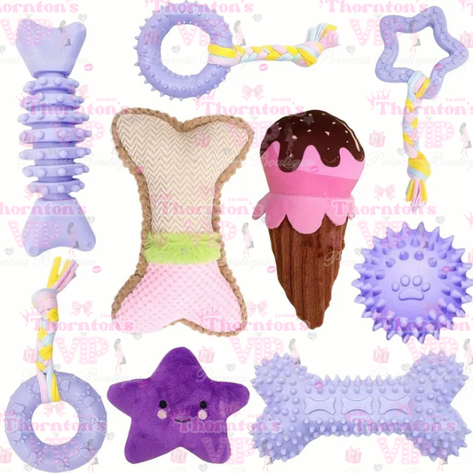 Set of 6 Teething Dog Toys – Durable Chew Toys for Puppies & Small Dogs (4 Colour Options)