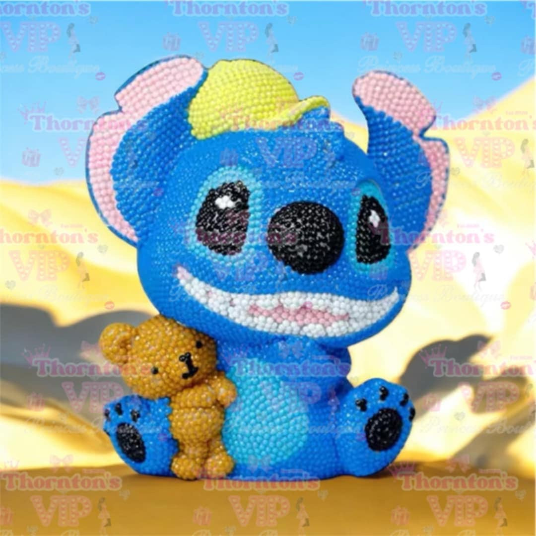 Blue Monster Holding Teddy DIY Diamond Art Piggy Bank