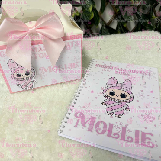 Personalised Christmas Treat Box & Advent Book Set – Flat Packed Gift Box with Festive Design