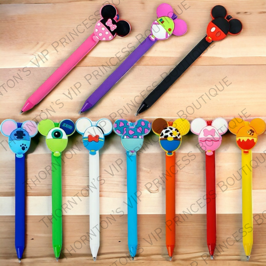 Set Of Six Themed Character Top Pens