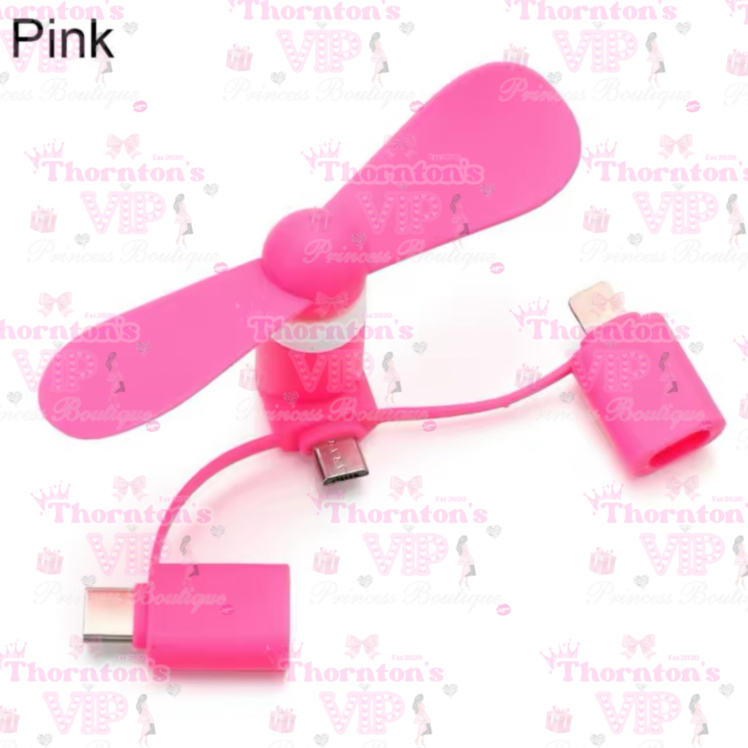 3 In 1 Type C Micro USB Mini Phone Fan - Variety Of Colours