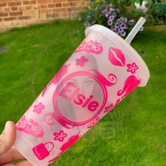 Personalised Barbie Glam Transparent Cold Cup