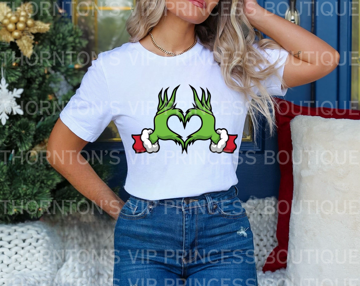 Grinch Heart Hands Adults T-Shirt (Unisex)