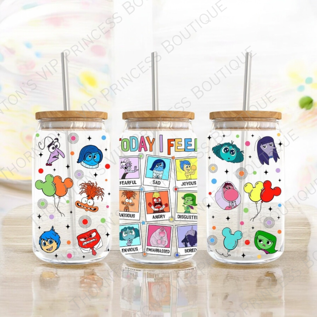 Cartoon Emotions Glass Libbey Can