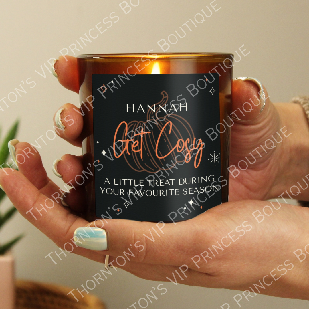 Personalised Pumpkin Amber Glass Candle