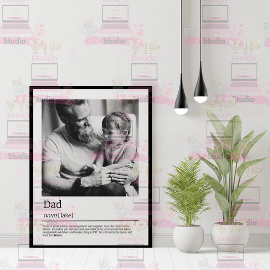 Personalised Dad Noun Print – Custom Black And White Photo Gift For Father’s Day
