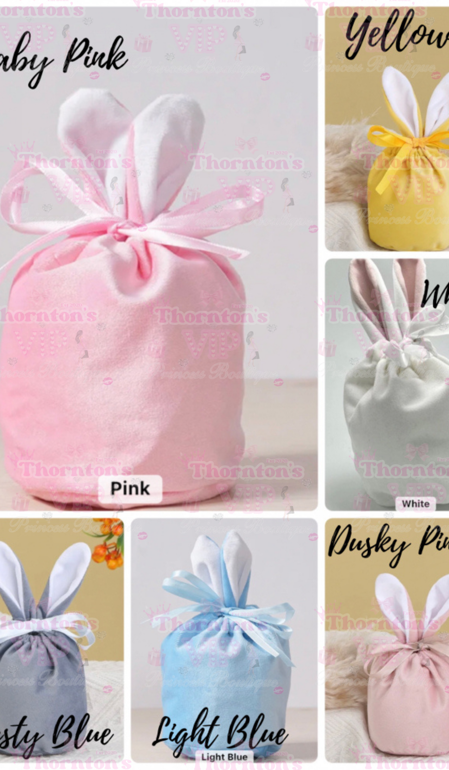 Velvet Easter Bunny Ear Personalised Drawstring Bag - Various Designs & Colours