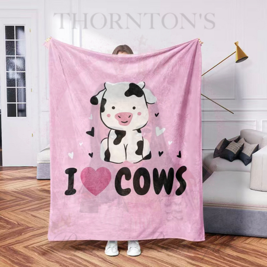 CowPal Loveable Pink Flannel Blanket