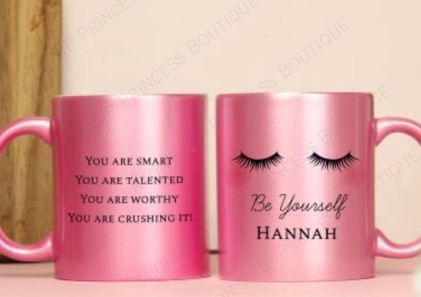 Personalised Eyelashes Pink Glitter Mug