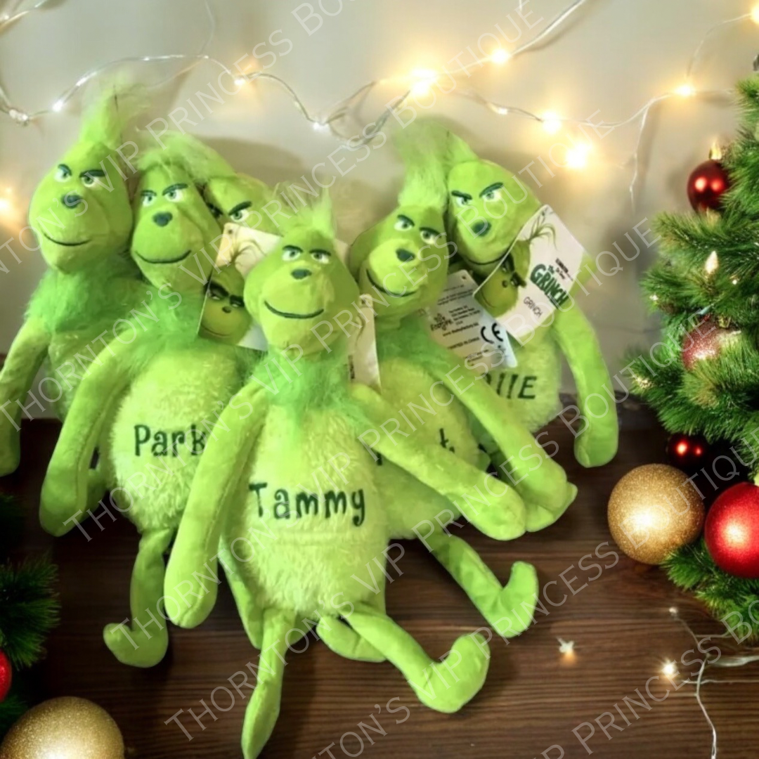 Personalised Green Christmas Monster Plushie