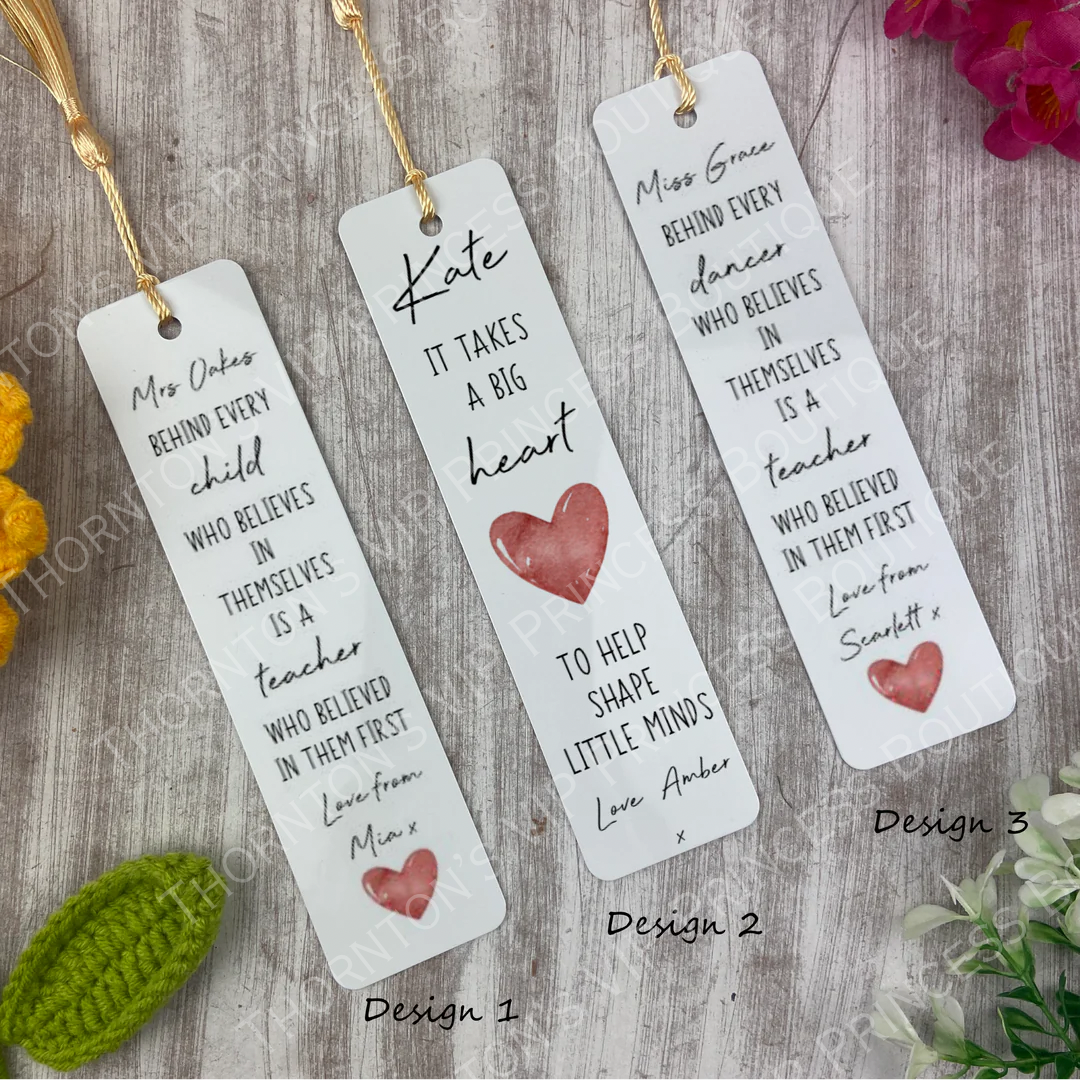 Heartfelt Personalised Teacher Bookmarks