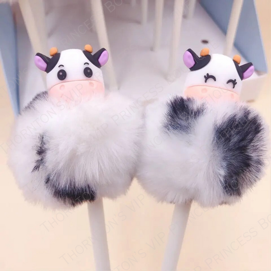Cow Pom Pom Pens - Pack Of Two