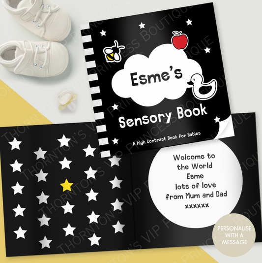 Personalised High Contrast Black and White Baby Sensory Book