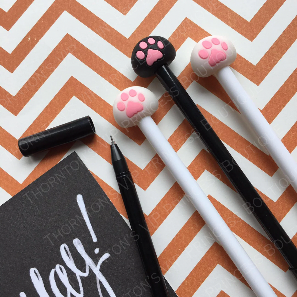 Cat Paw Print Gel Pens - Pack Of Four