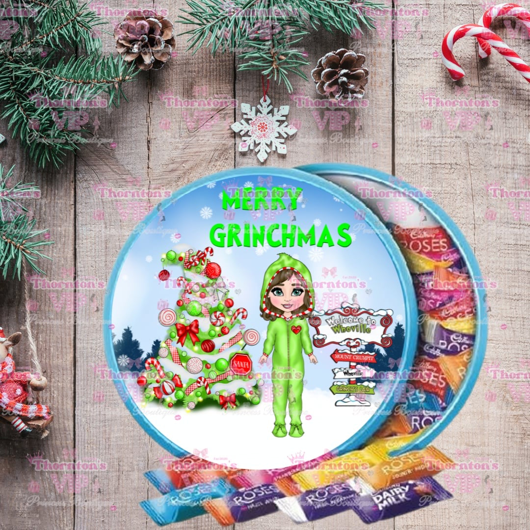 Merry Grinchmas Dolly Customised Chocolate Tub