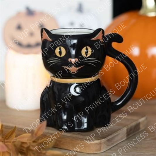 Spooky Black Cat Shaped Mug