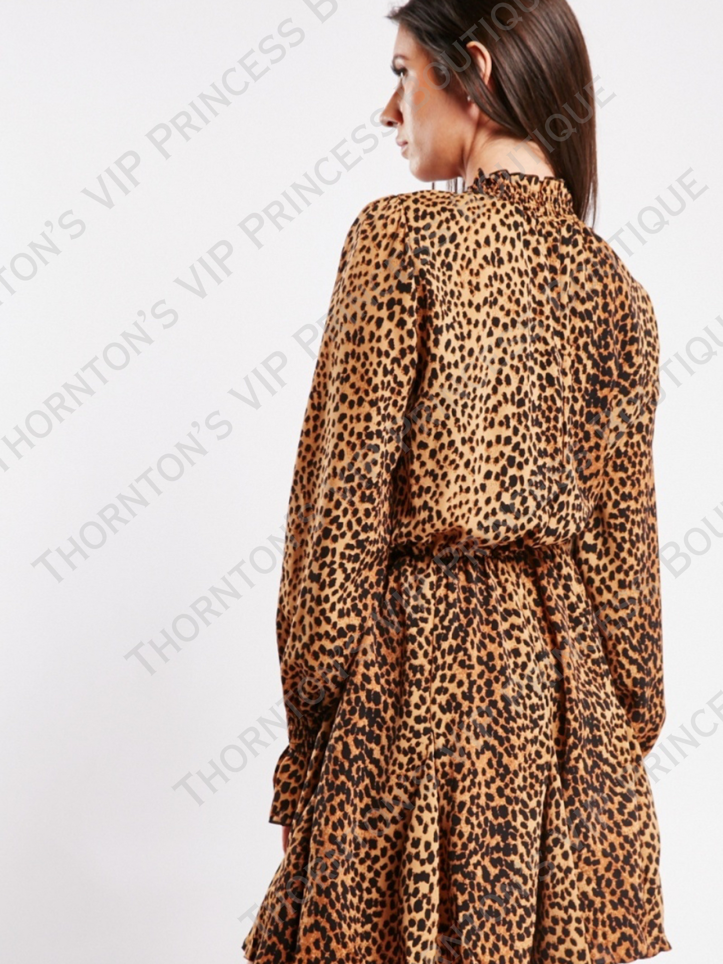 AXPARIS Leopard Print Mini Dress