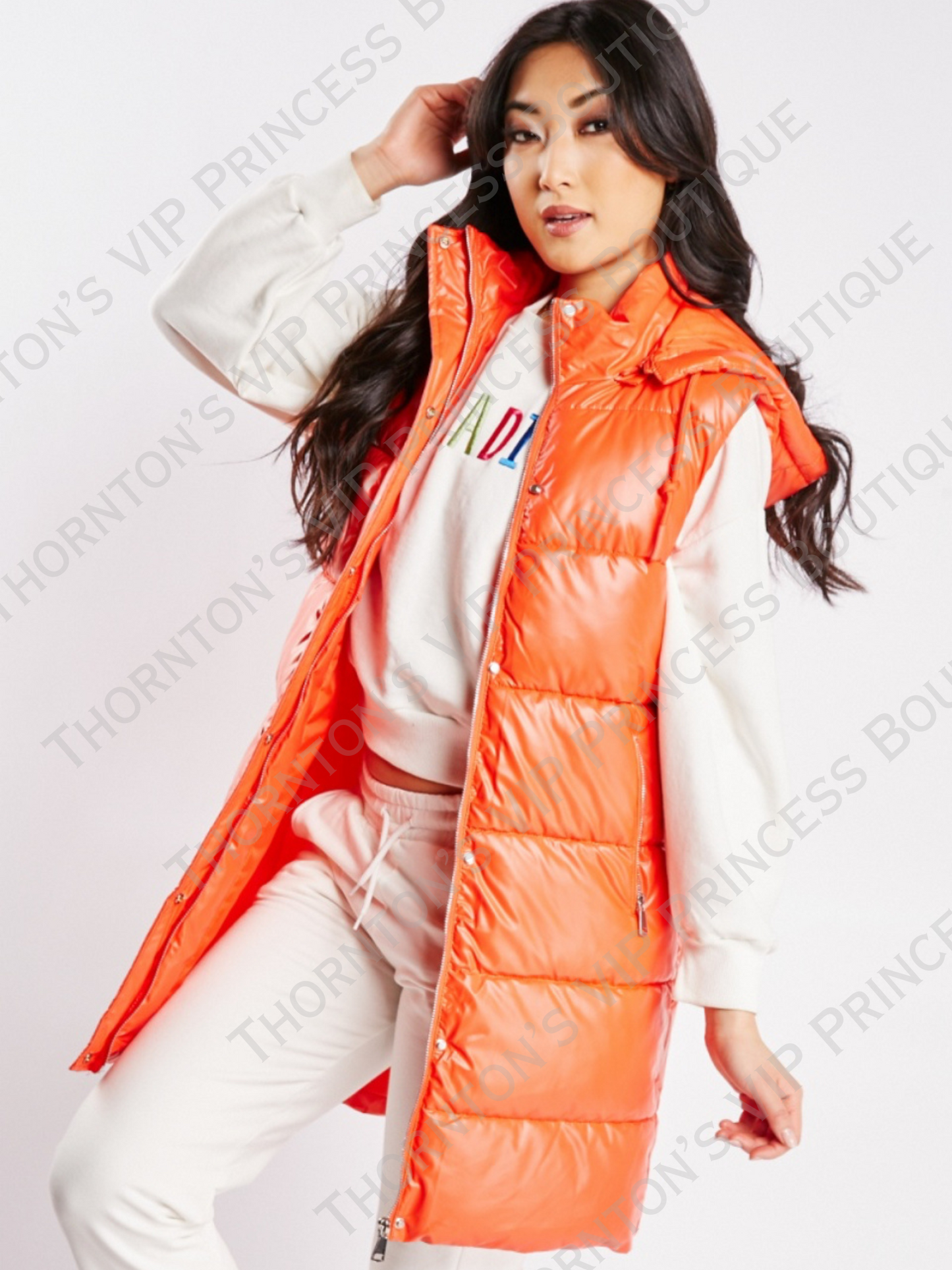 Vinyl Hooded Puffer Gilet